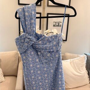 DO+BE Light Blue Eyelet One-Shoulder Dress
